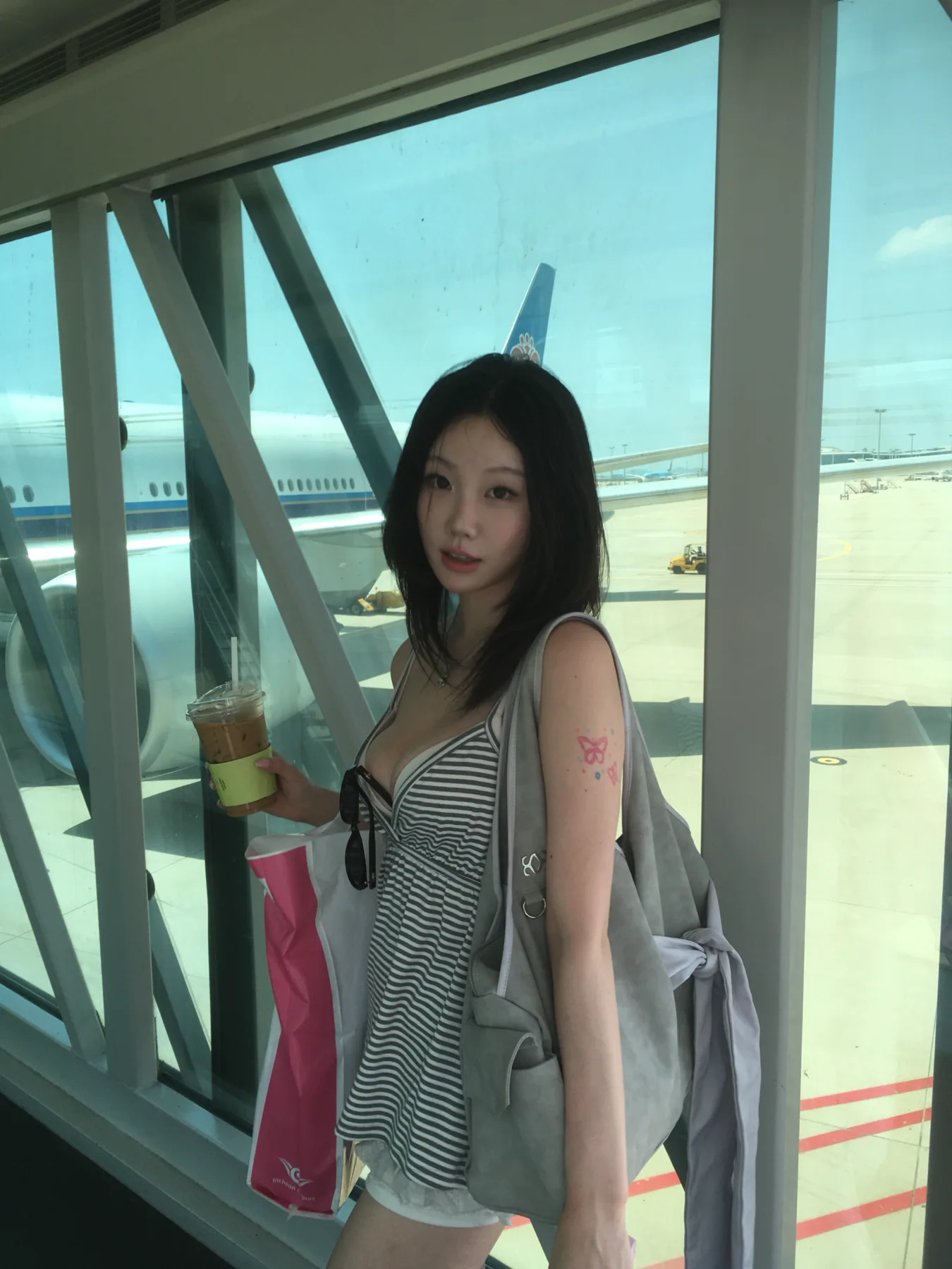 에어포트 스트라이프 미니 원피스 상품 이미지 1