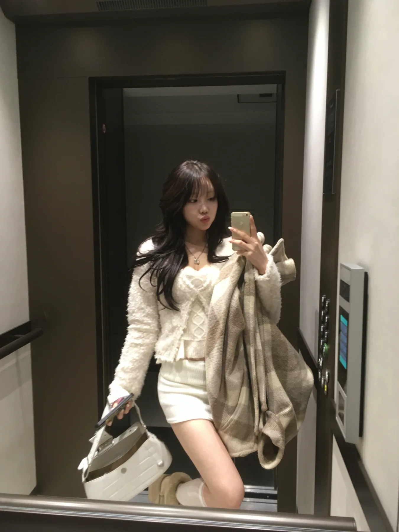 아이보리 부클 니트 셋업 상품 이미지 1