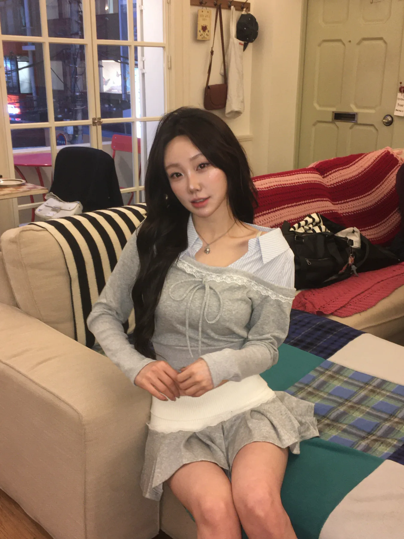 그레이 리본 라운지 탑 상품 이미지 1