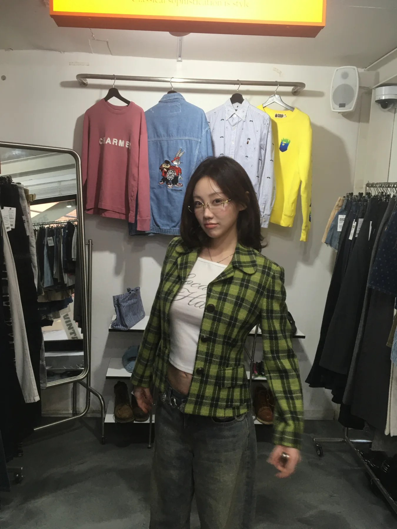 애플 체크 크롭 재킷 상품 이미지 1